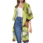 Kiwi 3D Print Open Front Beach Cover Up