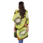 Kiwi 3D Print Open Front Beach Cover Up