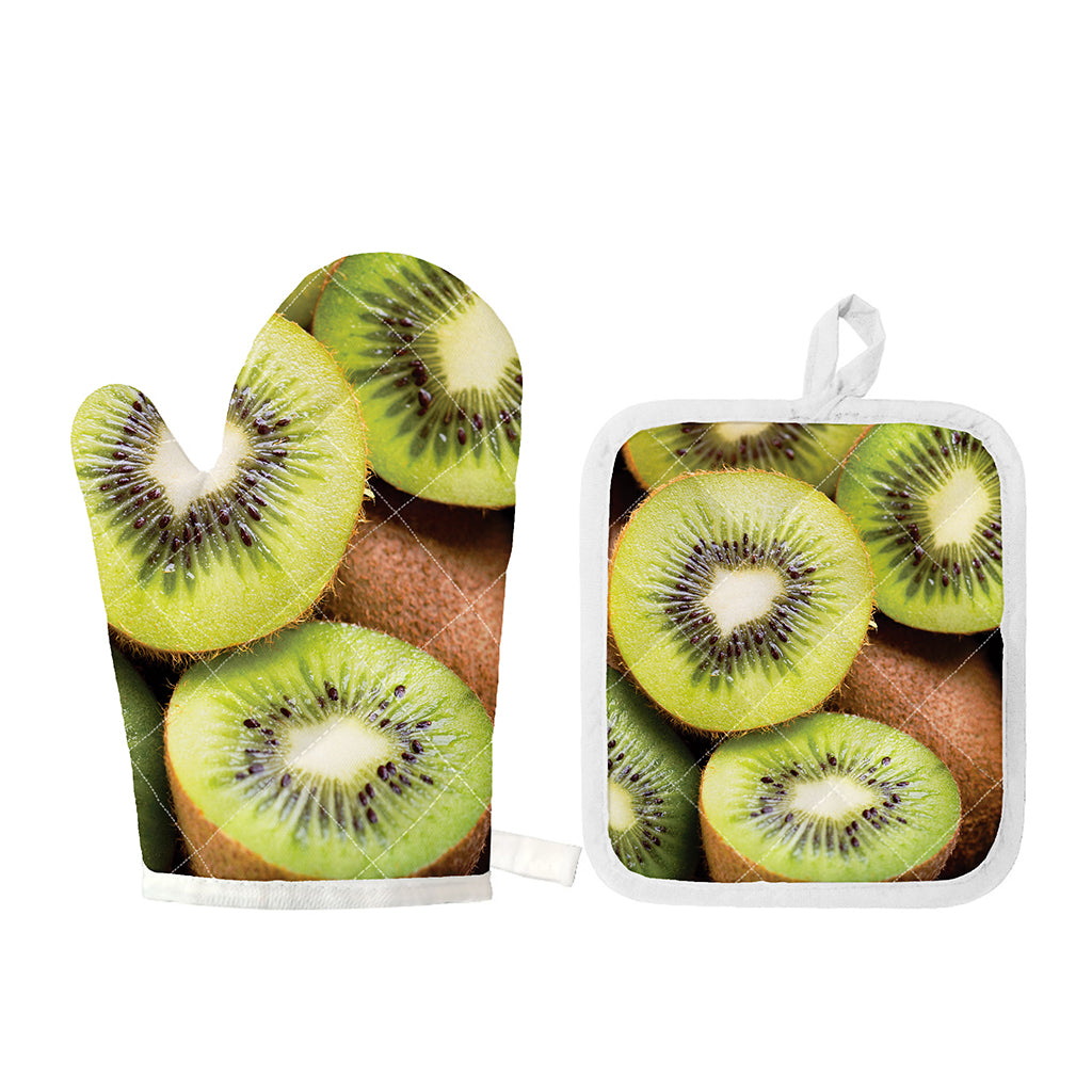 Kiwi 3D Print Oven Mitt And Pot Holder Set
