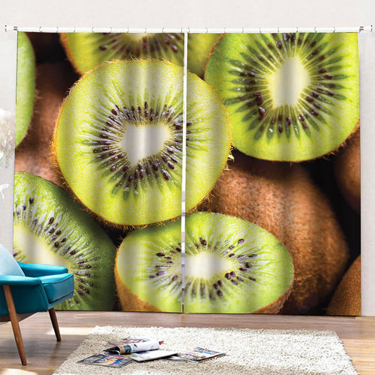 Kiwi 3D Print Pencil Pleat Curtains