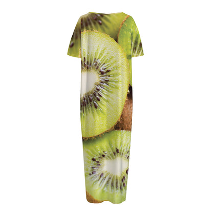 Kiwi 3D Print Short Sleeve Long Nightdress