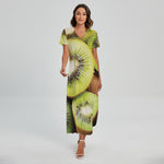 Kiwi 3D Print Short Sleeve Maxi Dress