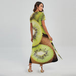 Kiwi 3D Print Short Sleeve Maxi Dress