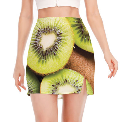 Kiwi 3D Print Side Slit Mini Skirt