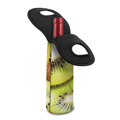 Kiwi 3D Print Single Neoprene Wine Tote