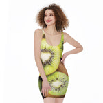 Kiwi 3D Print Sleeveless Bodycon Dress