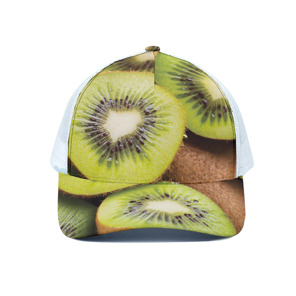 Kiwi 3D Print White Mesh Trucker Cap