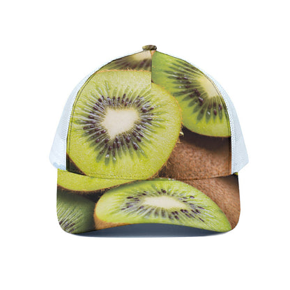 Kiwi 3D Print White Mesh Trucker Cap