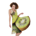 Kiwi 3D Print Sleeveless Knee Length Dress