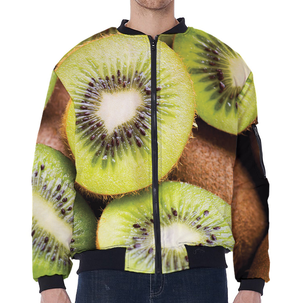 Kiwi 3D Print Zip Sleeve Bomber Jacket