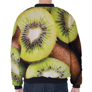 Kiwi 3D Print Zip Sleeve Bomber Jacket