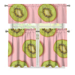 Kiwi Slices Pattern Print 3 Piece Kitchen Curtains