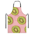 Kiwi Slices Pattern Print Bib Apron With Pocket
