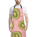 Kiwi Slices Pattern Print Bib Apron With Pocket