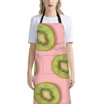 Kiwi Slices Pattern Print Bib Apron With Pocket