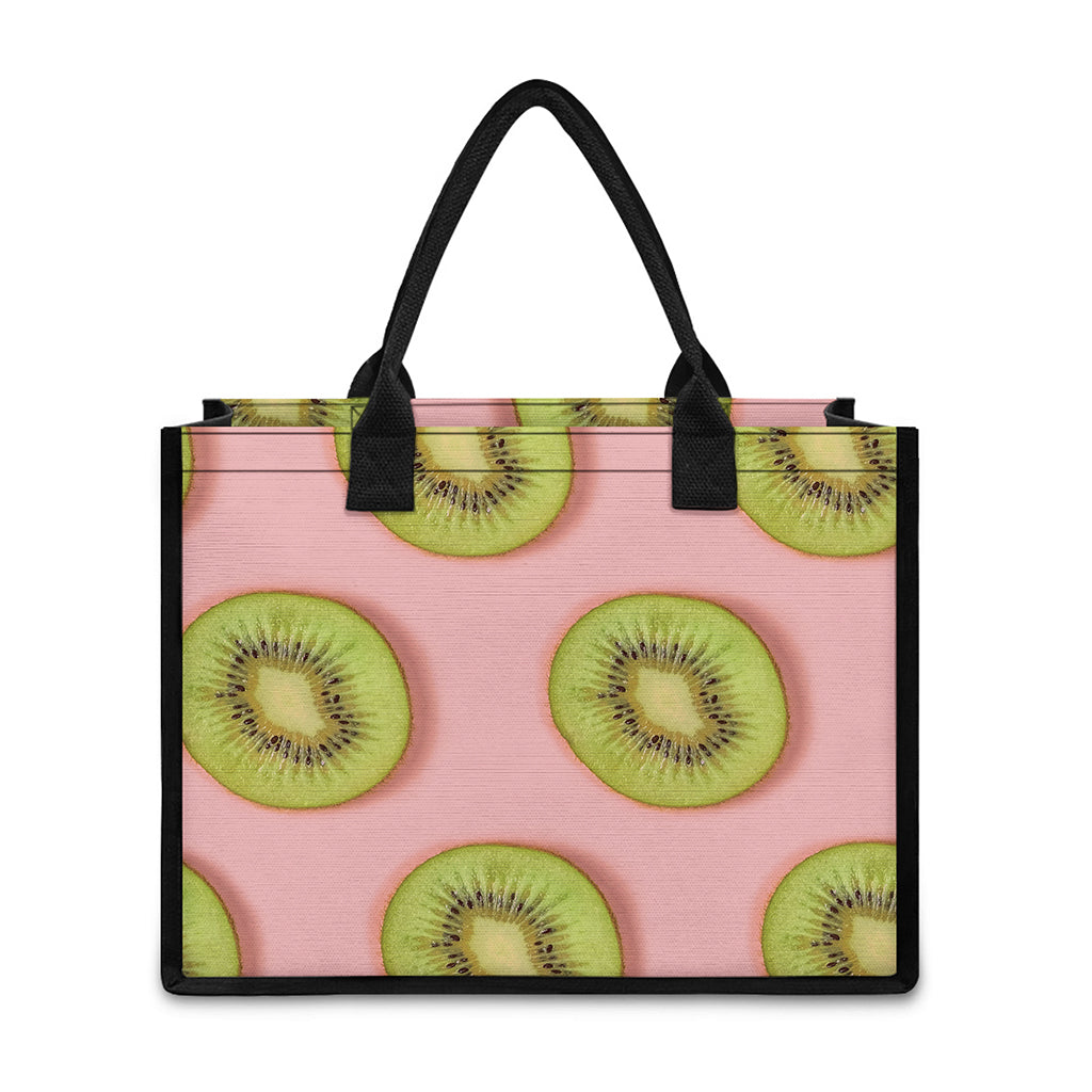 Kiwi Slices Pattern Print Canvas Tote Bag