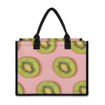 Kiwi Slices Pattern Print Canvas Tote Bag