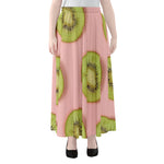 Kiwi Slices Pattern Print Chiffon Maxi Skirt