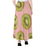 Kiwi Slices Pattern Print Chiffon Maxi Skirt