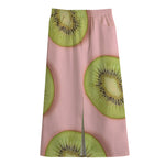 Kiwi Slices Pattern Print Cotton Front Slit Maxi Skirt