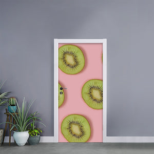 Kiwi Slices Pattern Print Door Sticker