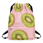 Kiwi Slices Pattern Print Drawstring Backpack