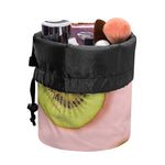 Kiwi Slices Pattern Print Drawstring Makeup Bag