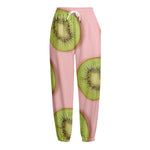 Kiwi Slices Pattern Print Fleece Lined Knit Pants