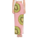 Kiwi Slices Pattern Print High Slit Maxi Skirt