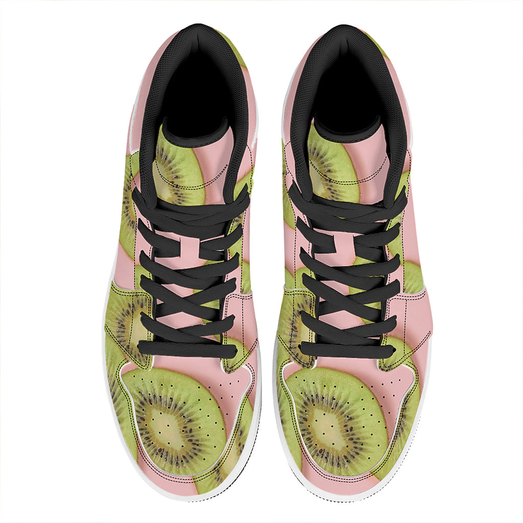 Kiwi Slices Pattern Print High Top Leather Sneakers