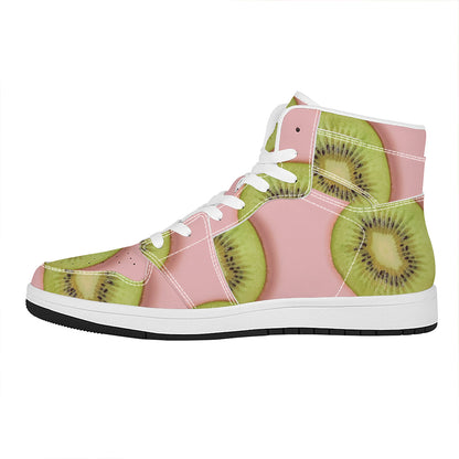 Kiwi Slices Pattern Print High Top Leather Sneakers
