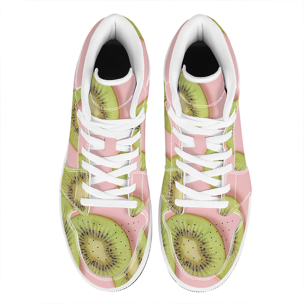 Kiwi Slices Pattern Print High Top Leather Sneakers