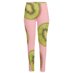 Kiwi Slices Pattern Print High-Waisted Pocket Leggings