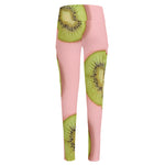 Kiwi Slices Pattern Print High-Waisted Pocket Leggings
