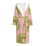 Kiwi Slices Pattern Print Hooded Bathrobe