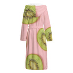 Kiwi Slices Pattern Print Hooded Bathrobe