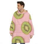 Kiwi Slices Pattern Print Hoodie Blanket