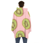 Kiwi Slices Pattern Print Hoodie Blanket