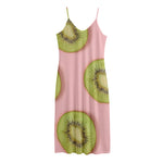 Kiwi Slices Pattern Print Jersey Midi Cami Dress