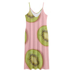 Kiwi Slices Pattern Print Jersey Midi Cami Dress