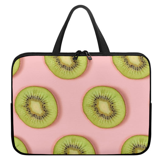 Kiwi Slices Pattern Print Laptop Sleeve With Handle