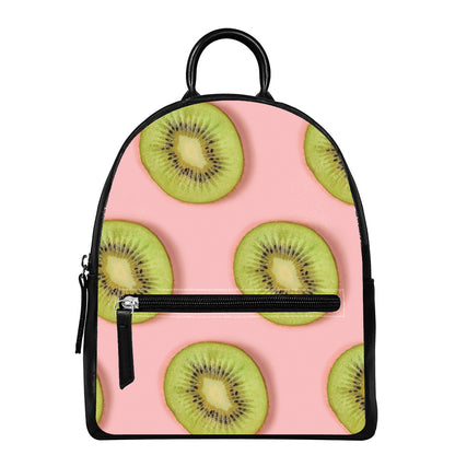Kiwi Slices Pattern Print Leather Backpack