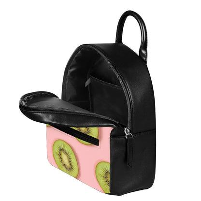 Kiwi Slices Pattern Print Leather Backpack