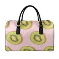 Kiwi Slices Pattern Print Leather Duffel Bag