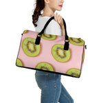 Kiwi Slices Pattern Print Leather Duffle Bag
