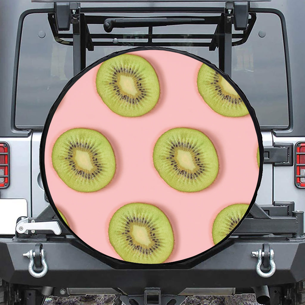 Kiwi Slices Pattern Print Leather Spare Tire Cover