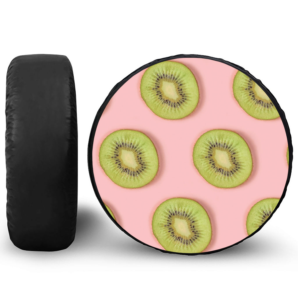 Kiwi Slices Pattern Print Leather Spare Tire Cover