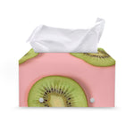 Kiwi Slices Pattern Print Leather Tissue Box Cover