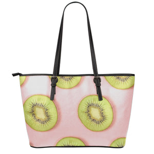 Kiwi Slices Pattern Print Leather Tote Bag