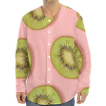 Kiwi Slices Pattern Print Long Sleeve Baseball Jersey